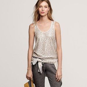 J.Crew Ivory Square Sequin Beaded Tank